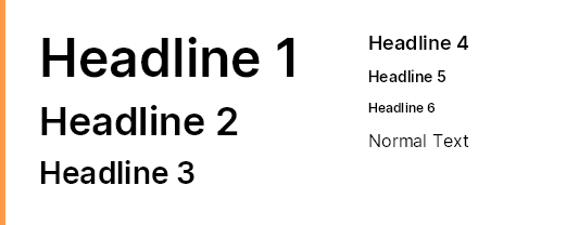Examples of the different font sizes.